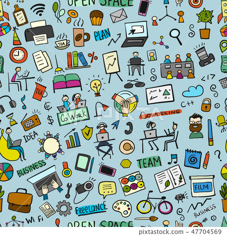 Coworking space, seamless pattern for your design - Stock Illustration ...