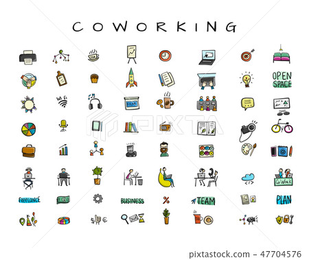Coworking space, icons set for your design Coworking space, icons set for your design 47704576