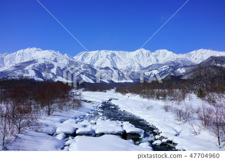 Karatsu-dake ~ Hakuba Miyama: Winter: Matsukawa Bridge taken from Hakuba-mura Kitaazumi-gun 47704960