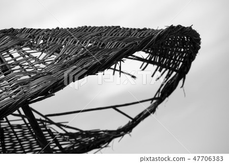 Black and white old sunshade with hole Black and white old sunshade with hole 47706383