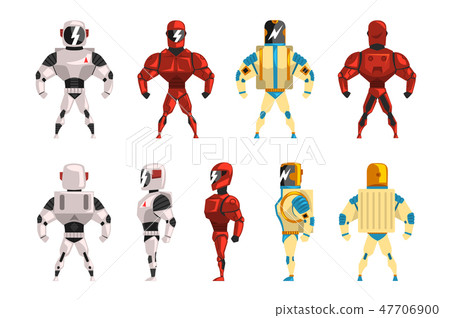 Robot ostumes set, superhero man vector Illustrations Robot ostumes set, superhero man vector Illustrations 47706900