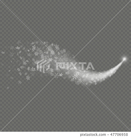 Light trace effect stars bursts with snowflakes isolated on transparent background. Glittering 47706938