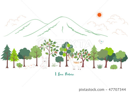 Cute cartoon animals wildlife with nature Cute cartoon animals wildlife with nature 47707344