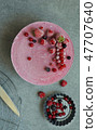 Vegan raw cake with berry, cashew cream, top view 47707640