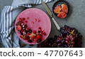 Vegan raw cake with berry, cashew cream, top view 47707643
