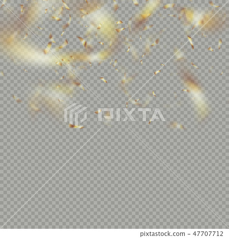 Golden shiny confetti flying on transparent background. Christmas, party banner effect layer Golden shiny confetti flying on transparent background. Christmas, party banner effect layer 47707712