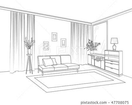 Vector interior sketch design Watercolor sketching idea on white paper  background Stock Vector Vector And Low Budget Royalty Free Image Pic  ESY048398462  agefotostock