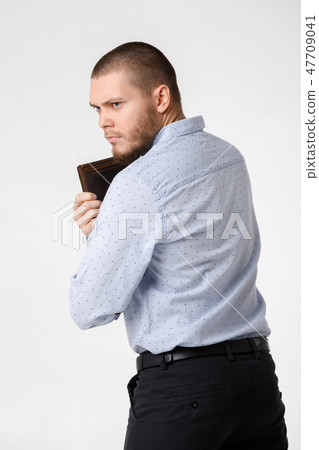 businessman with leather case on white background businessman with leather case on white background 47709041