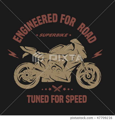 Sport bike. Emblem, t-shirt graphics. 47709216
