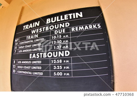 Timetable of Kelso station building, California, USA 47710368