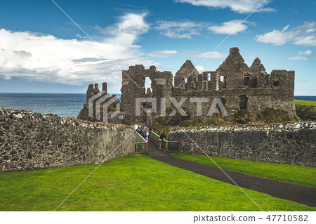 Main entrance to the Dunluce castle. Ireland. 47710582