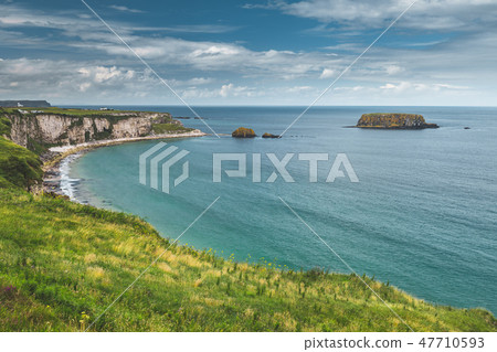 Close-up Northern Ireland shoreline. Calm bay. 47710593