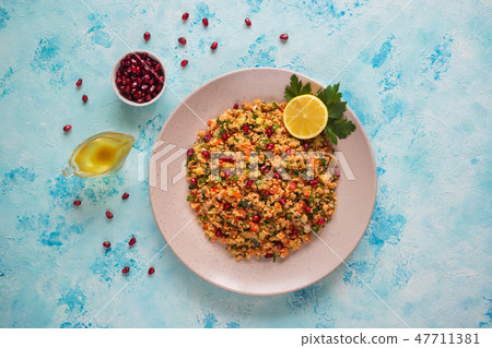 Traditional turkish food bulgur salad - Kisir. Traditional turkish food bulgur salad - Kisir. 47711381