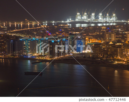 View from the height of the Palm Jumeirah at night. 47712446