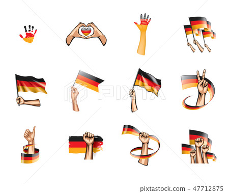 Germany flag and hand on white background. Vector illustration 47712875