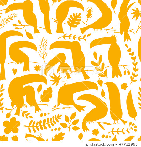 Toucans, paradise tropical bird. Seamless pattern for your design Toucans, paradise tropical bird. Seamless pattern for your design 47712965