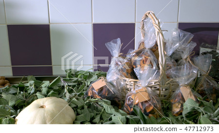 Herbs on display at a farmers market. Herbs on display at a farmers market. 47712973