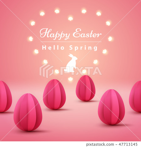 Happy Easter. Paper origami illustration. 47713145