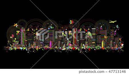 Colorful metropolis, abstract background for your design 47713146