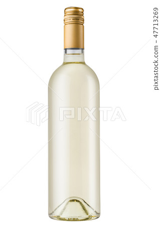 white wine bottle with bronze screw cap on white white wine bottle with bronze screw cap on white 47713269