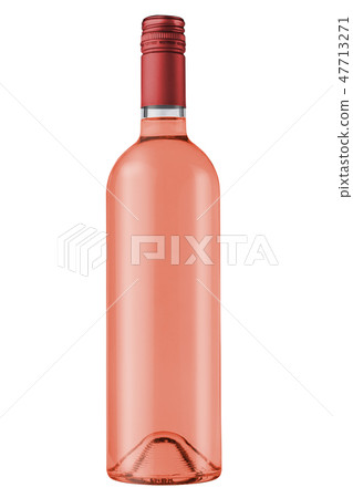 rose wine bottle with red screw cap on white  47713271