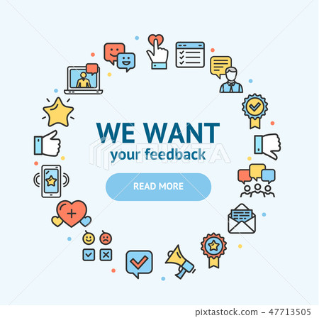Feedback Signs Round Design Template Thin Line Icon Concept. Vector Feedback Signs Round Design Template Thin Line Icon Concept. Vector 47713505