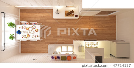 Kitchen Top View Stock Illustration 47714157 Pixta