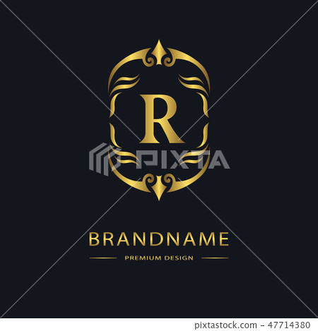 Monogram design template. Elegant gold logo sing R - Stock Illustration ...