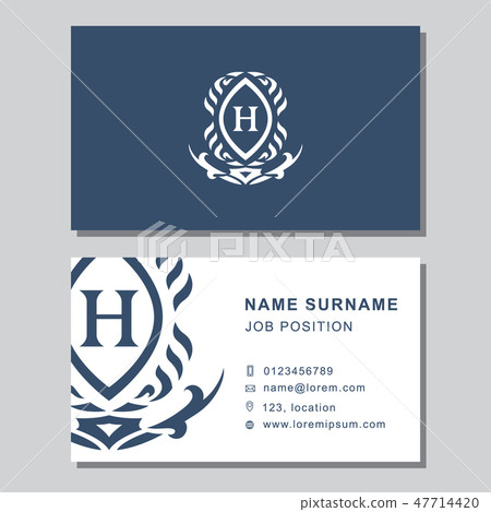 Business card template. Creative Letter emblem H Business card template. Creative Letter emblem H 47714420