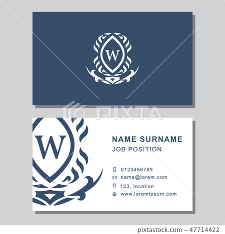 Business card template. Creative Letter emblem W 47714422