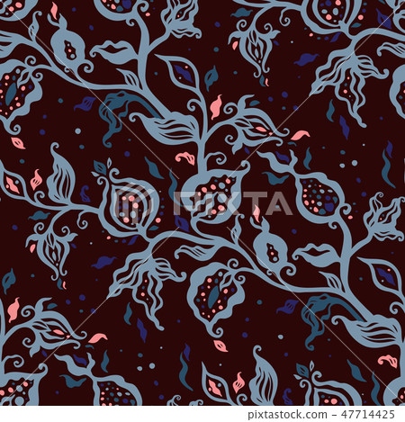 Paisley background. Vintage Seamless pattern with hand drawn Abstract Flowers. 47714425