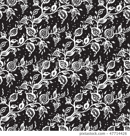 Paisley background. Vintage Seamless pattern with hand drawn Abstract Flowers. 47714426