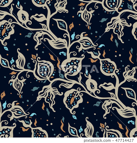 Paisley background. Vintage Seamless pattern with hand drawn Abstract Flowers. 47714427