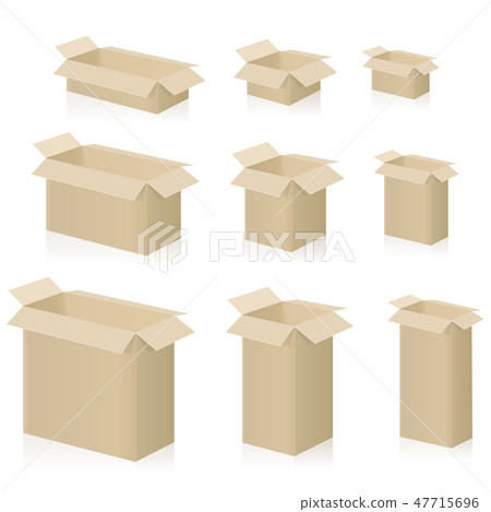 Cardboard Boxes Open Set Different Sizes Isolated 47715696