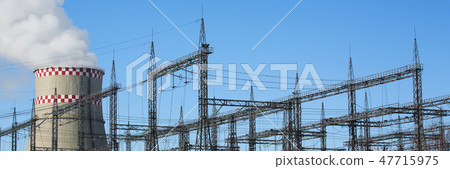 City thermal power plant background of blue 47715975