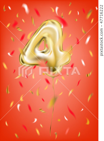 Festive gold balloon four digit and foil confetti 47716222