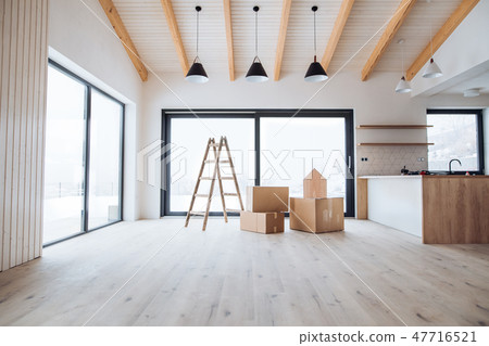 An interior of a new house or flat, furnishing a new home concept. 47716521