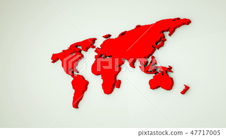 Global world map, 3d flat Earth map are on wall, globe worldmap symbol, 3d render computer generated 47717005