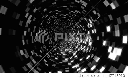 Abstract technology tunnel with shiny particles, moving in virtual space, traveling in space, 3d 47717010