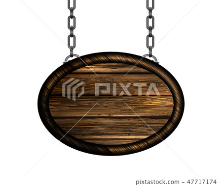 Wooden sign with chain. Vector Wooden sign with chain. Vector 47717174