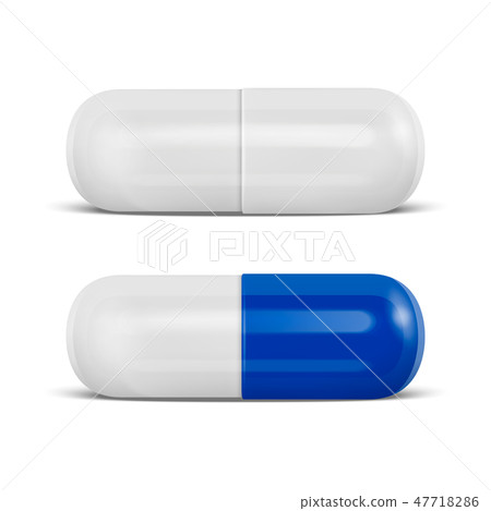 Vector 3d Realistic Blue Medical Pill Icon Set Closeup Isolated on White Background. Design Template Vector 3d Realistic Blue Medical Pill Icon Set Closeup Isolated on White Background. Design Template 47718286