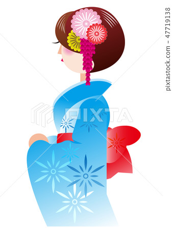 Illustration of a woman in a yukata 47719138