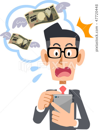 A businessman surprised by the mobile phone usage fee A businessman surprised by the mobile phone usage fee 47720448