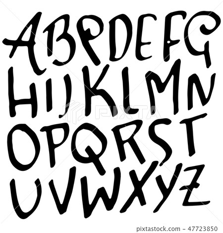 Simple alphabet letters. Handdrawn grunge ink... - Stock Illustration ...