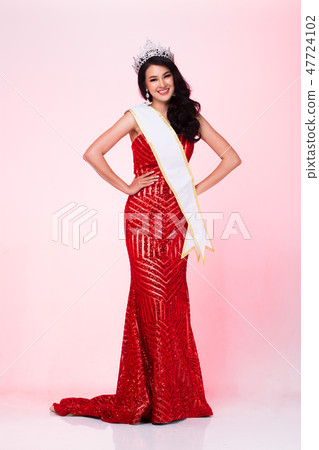 Pageant Contest in Asian Red Sequin Evening Ball 47724102