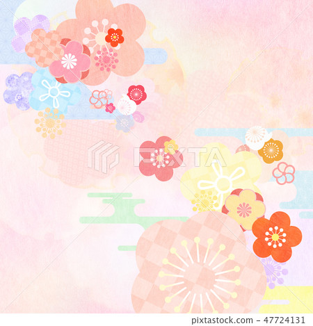 Japanese - Japanese style - Japanese pattern - background - Washi - spring - plum Japanese - Japanese style - Japanese pattern - background - Washi - spring - plum 47724131