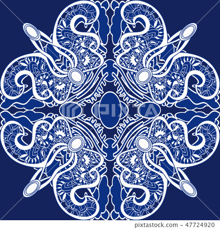 Silk scarf with ethnic elements. Silk scarf with ethnic elements. 47724920