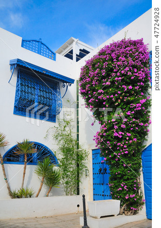 Tunisian Blue Townscape Sidibuside 47724928