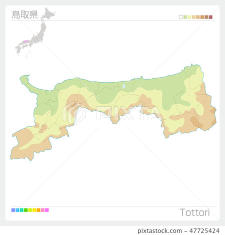 Map of Tottori prefecture (contour line · color coding) Map of Tottori prefecture (contour line · color coding) 47725424