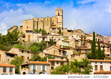 View of the village of Eus in Pyrenees-Orientales View of the village of Eus in Pyrenees-Orientales 47725800